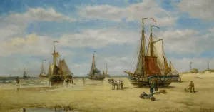 Zeezicht te Scheveningen by Auguste Henri Musin Oil Painting
