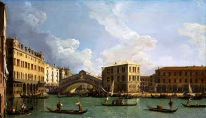 A View of the Rialto, Venice by Canaletto Oil Painting