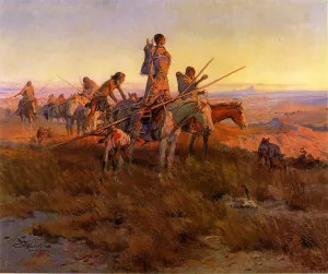 In the Wake of the Buffalo Hunters by Charles Marion Russell Oil Painting