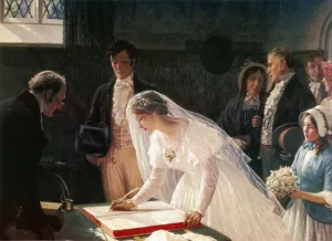 Signing the Register by Edmund Blair Leighton - Oil Painting Reproduction