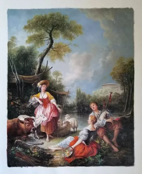 A Summer Pastoral by Francois Boucher - Oil Painting Reproduction