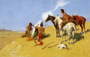 The Smoke Signal by Frederic Remington - Oil Painting Reproduction