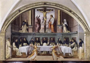 St Dominic and His Friars Fed by Angels by Giovanni Antonio Sogliani - Oil Painting Reproduction