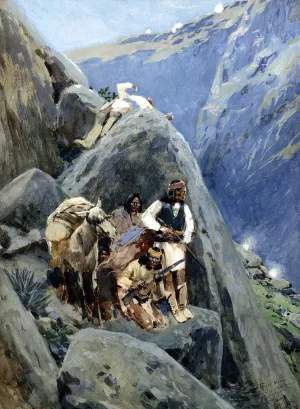 Apache Indians in the Mountains by Henry Farny Oil Painting