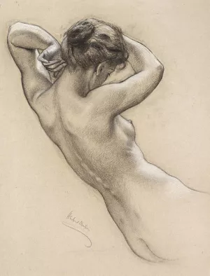 Study of Florrie Bird for a water nymph in 'Prospero Summoning Nymphs and Deities' by Herbert James Draper - Oil Painting Reproduction