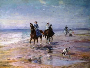 A Ride on the Beach, Dublin by Heywood Hardy Oil Painting