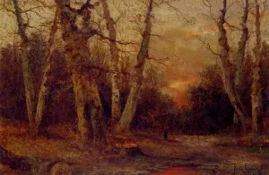 A Faggot Gatherer At Dawn by Iulii Iul'Evich (Julius) Klever Oil Painting