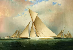 America's Cup Yacht VIGILANT, 1893 by James E Buttersworth Oil Painting