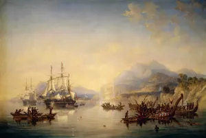 Erebus' and the 'Terror' in New Zealand by James Wilson Carmichael Oil Painting
