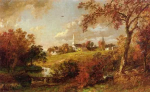 Back of the Village, Hastings-on-Hudson, New York by Jasper Francis Cropsey - Oil Painting Reproduction
