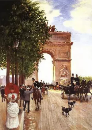 Arc De Triomphe, Champ-Elysees, Paris by Jean Beraud Oil Painting