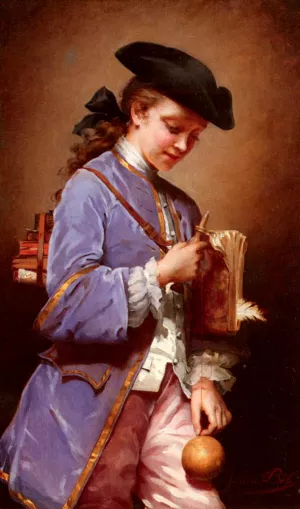 L'enfant Au Bilboquet by Jeanne Bole Oil Painting