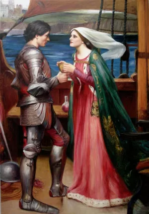 Tristan and Isolde with the Potion by John William Waterhouse Oil Painting