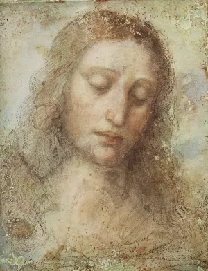 Head of Christ by Leonardo Da Vinci - Oil Painting Reproduction