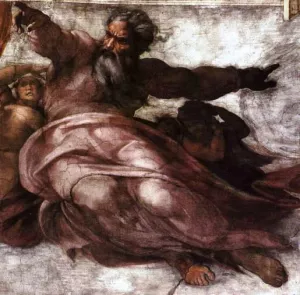 Creation of the Sun and Moon by Michelangelo - Oil Painting Reproduction