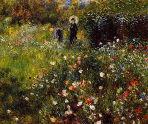 Summer Landscape also known as Woman with a Parasol in a Garden by Pierre-Auguste Renoir - Oil Painting Reproduction