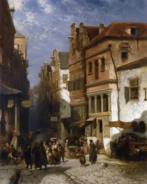 The Jewish Quarter by Salomon Leonardus Verveer Oil Painting
