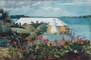 Flower Garden and Bungalow, Bermuda by Winslow Homer - Oil Painting Reproduction