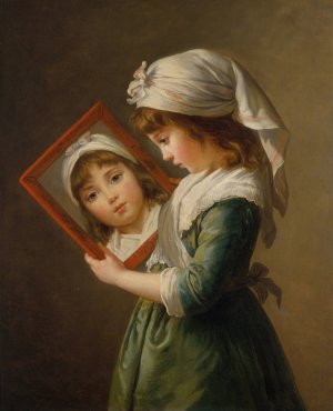 Julie Le Brun Looking in a Mirror by Élisabeth Louise Vigée Le Brun Oil Painting
