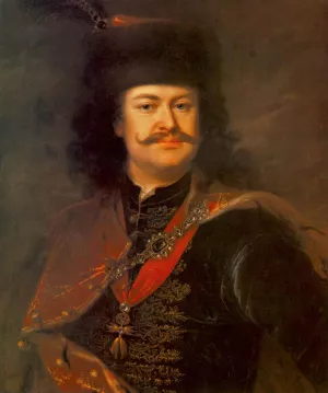 Portrait of Prince Ferenc Rakoczi II by Adam Manyoki Oil Painting