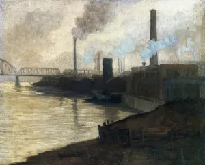 Industrial Scene - Mills on the Monongahela by Aaron Harry Gorson Oil Painting