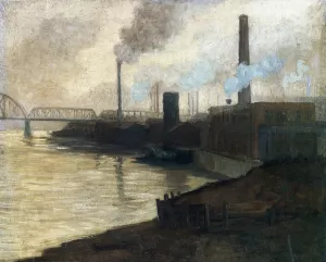 Industrial Scene - Mills on the Monongahela Oil painting by Aaron Harry Gorson