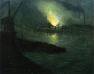 J & L Mills along the Minongahela River Oil painting by Aaron Harry Gorson