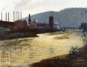Monongahela River, Pittsburgh, Jones and Laughlin Steel Plant Oil painting by Aaron Harry Gorson