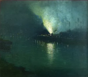 Steel Mills - Nocturne, Pittsburgh Oil painting by Aaron Harry Gorson