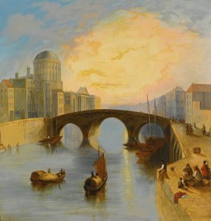 The Four Courts, Dublin by Aaron Jennens Oil Painting