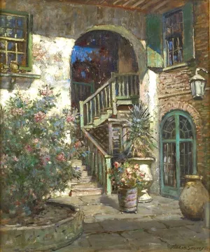 Brulatour Courtyard, New Orleans by Abbott Fuller Graves - Oil Painting Reproduction