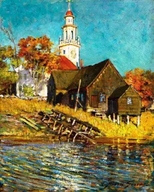 Church, Kennebunkport, Maine Oil painting by Abbott Fuller Graves