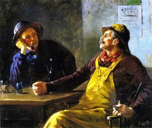 Fishermen in Conversation by Abbott Fuller Graves - Oil Painting Reproduction