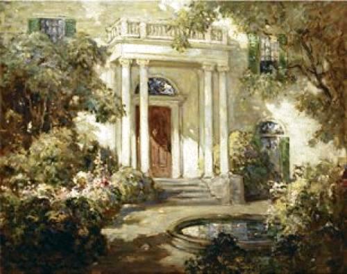 Main Product Photo of Front Porch in Dappled Sunlight Painting by Abbott Fuller Graves