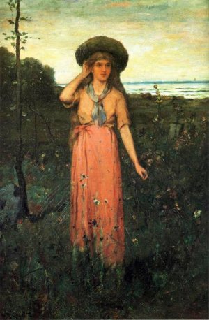 Picking Flowers by the Sea by Abbott Fuller Graves Oil Painting