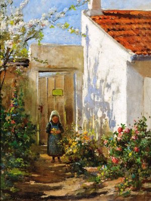 Portrait of a Young Breton Girl in a Summer Garden