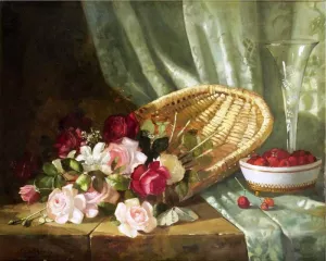 Still Life with Roses and Raspberries by Abbott Fuller Graves Oil Painting