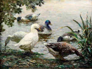 The Duck Pond by Abbott Fuller Graves Oil Painting