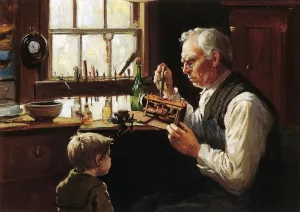 The Village Clockmaker by Abbott Fuller Graves - Oil Painting Reproduction