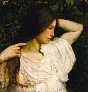 Girl Arranging Her Hair by Abbott Handerson Thayer Oil Painting