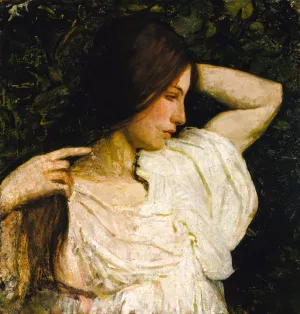 Girl Arranging Her Hair by Abbott Handerson Thayer Oil Painting