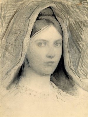 Head of Mary B. Thayer by Abbott Handerson Thayer Oil Painting
