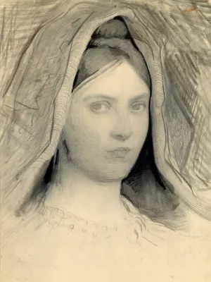 Head of Mary B. Thayer by Abbott Handerson Thayer Oil Painting