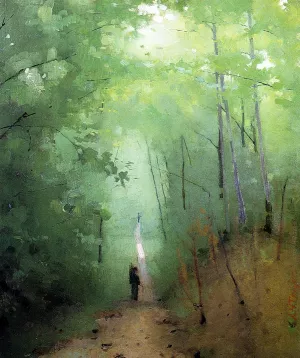 Landscape at Fontainebleau Forest painting by Abbott Handerson Thayer