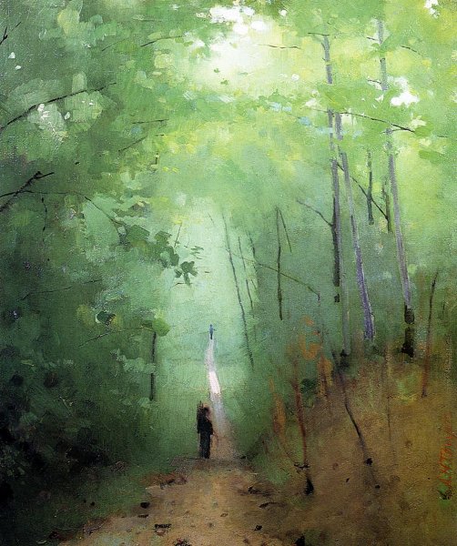 Landscape at Fontainebleau Forest by Abbott Handerson Thayer - Hand-Painted Oil Painting Reproduction