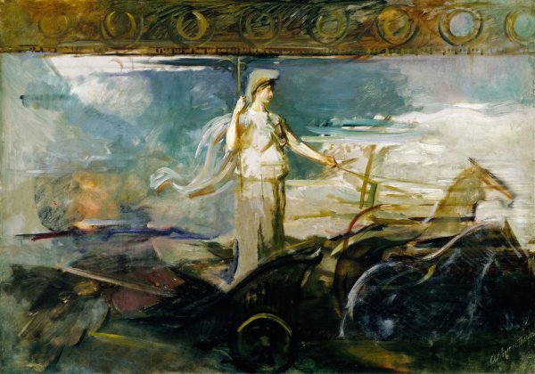 Minerva in a Chariot  by Abbott Handerson Thayer - Hand-Painted Oil Painting Reproduction