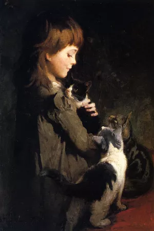 The Favorite Kitten by Abbott Handerson Thayer - Oil Painting Reproduction