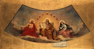 Le Pere eternel, le Christ et la Vierge. by Abel De Pujol Oil Painting