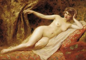 A reclining female nude by Abel Dominique Boye Oil Painting