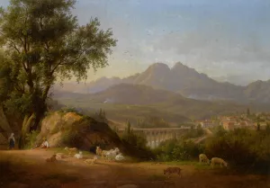 A View of Cava Dei Tirreni Near Salerno Italy painting by Abraham Alexandre Teerlink